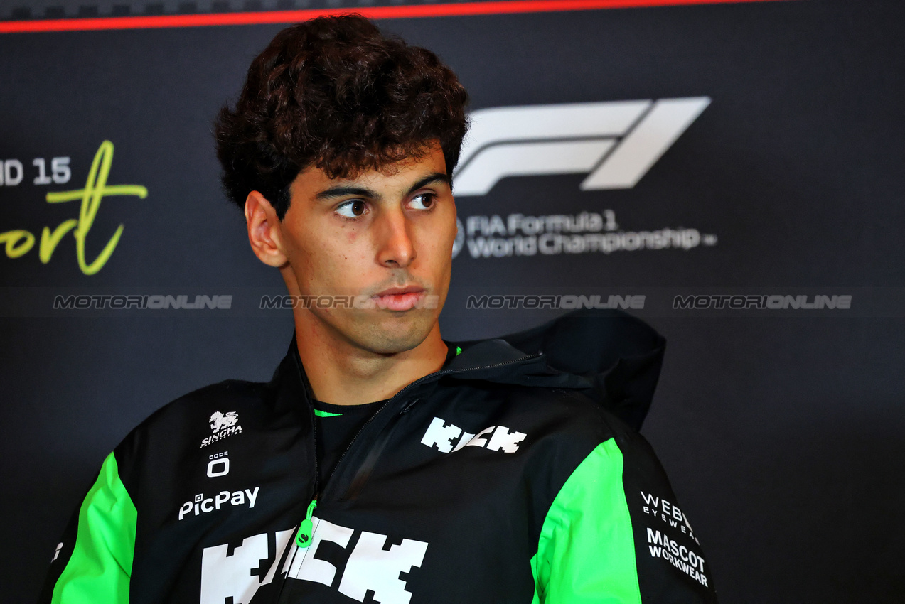 GP OLANDA, Gabriel Bortoleto (BRA) Sauber in the FIA Press Conference.

28.08.2025. Formula 1 World Championship, Rd 15, Dutch Grand Prix, Zandvoort, Netherlands, Preparation Day.

- www.xpbimages.com, EMail: requests@xpbimages.com © Copyright: Batchelor / XPB Images