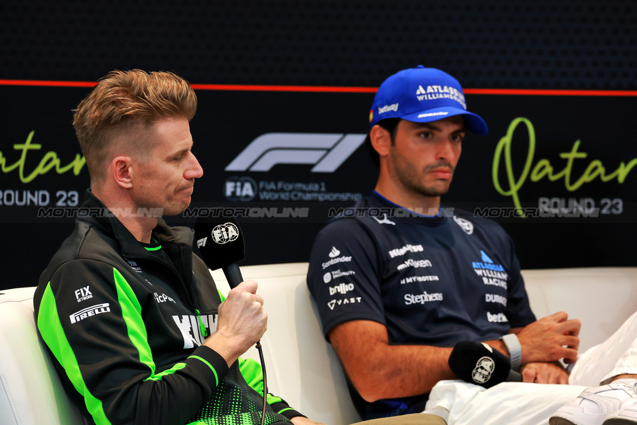 GP QATAR, Nico Hulkenberg (GER) Sauber in the FIA Press Conference.

27.11.2025. Formula 1 World Championship, Rd 23, Qatar Grand Prix, Doha, Qatar, Preparation Day.

- www.xpbimages.com, EMail: requests@xpbimages.com © Copyright: Moy / XPB Images