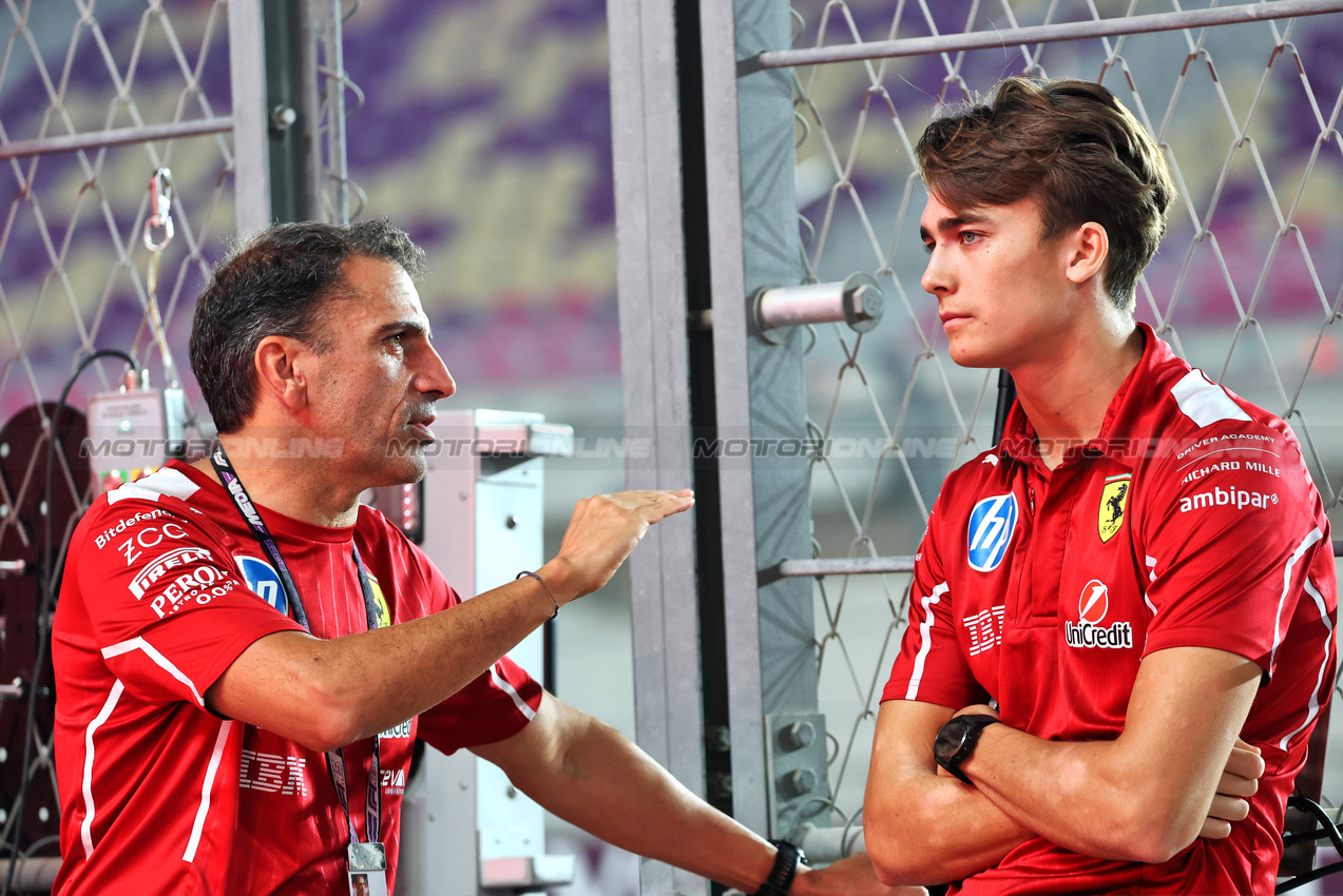 GP QATAR, (L to R): Marc Gene (ESP) Ferrari Test Driver with Dino Beganovic (SWE) Ferrari Academy Driver.

27.11.2025. Formula 1 World Championship, Rd 23, Qatar Grand Prix, Doha, Qatar, Preparation Day.

- www.xpbimages.com, EMail: requests@xpbimages.com © Copyright: Batchelor / XPB Images