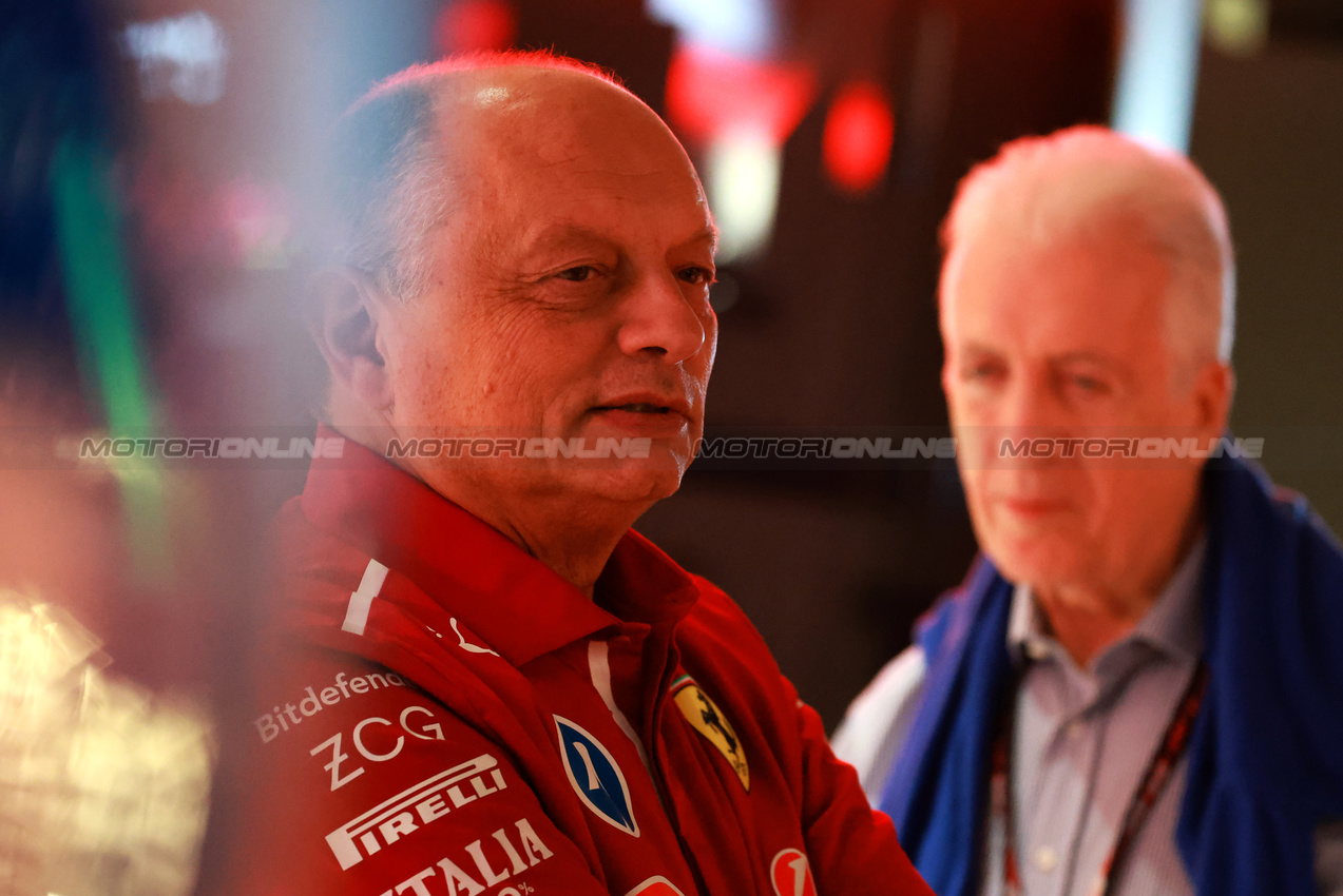GP QATAR, Frederic Vasseur (FRA) Ferrari Team Principal with Piero Ferrari (ITA) Ferrari Vice-President.

27.11.2025. Formula 1 World Championship, Rd 23, Qatar Grand Prix, Doha, Qatar, Preparation Day.

- www.xpbimages.com, EMail: requests@xpbimages.com © Copyright: Moy / XPB Images