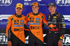 GP QATAR, Qualifiche top three in parc ferme (L to R): Lando Norris (GBR) McLaren, second; Oscar Piastri (AUS) McLaren, pole position; Max Verstappen (NLD) Red Bull Racing, third.

29.11.2025. Formula 1 World Championship, Rd 23, Qatar Grand Prix, Doha, Qatar, Sprint e Qualifiche Day.

- www.xpbimages.com, EMail: requests@xpbimages.com © Copyright: Batchelor / XPB Images