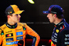 GP QATAR, (L to R): Second placed Lando Norris (GBR) McLaren with third placed Max Verstappen (NLD) Red Bull Racing in qualifying parc ferme.

29.11.2025. Formula 1 World Championship, Rd 23, Qatar Grand Prix, Doha, Qatar, Sprint e Qualifiche Day.

- www.xpbimages.com, EMail: requests@xpbimages.com © Copyright: Batchelor / XPB Images
