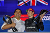 GP SINGAPORE, (L to R): Tengku Muhammad Taufik (MAL) Petronas CEO celebrates on the podium with vincitore George Russell (GBR) Mercedes AMG F1.

05.10.2025. Formula 1 World Championship, Rd 18, Singapore Grand Prix, Marina Bay Street Circuit, Singapore, Gara Day.

- www.xpbimages.com, EMail: requests@xpbimages.com © Copyright: Batchelor / XPB Images