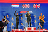 GP SINGAPORE, The podium (L to R):Max Verstappen (NLD) Red Bull Racing, second; George Russell (GBR) Mercedes AMG F1, vincitore; Lando Norris (GBR) McLaren, third.

05.10.2025. Formula 1 World Championship, Rd 18, Singapore Grand Prix, Marina Bay Street Circuit, Singapore, Gara Day.

- www.xpbimages.com, EMail: requests@xpbimages.com © Copyright: Bearne / XPB Images