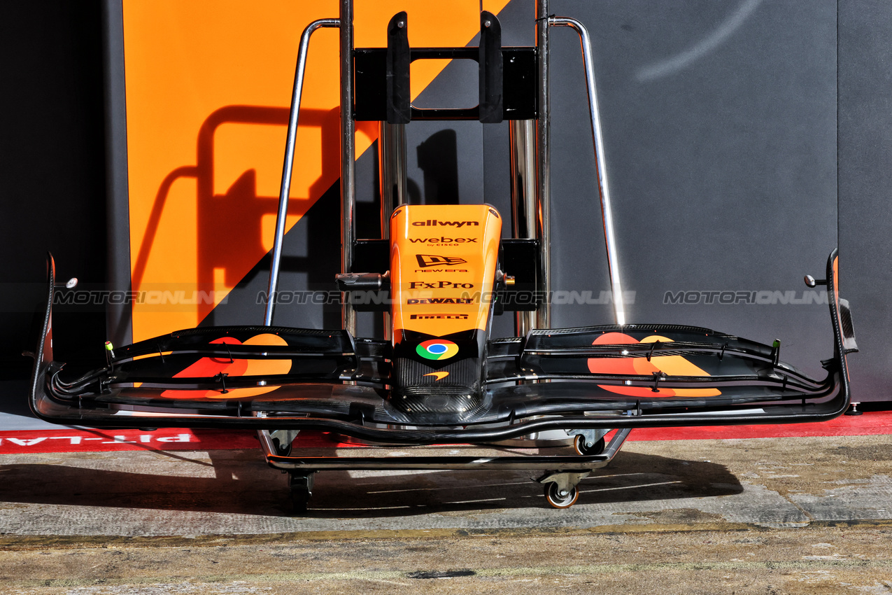 GP SPAGNA, McLaren MCL39 front wing.

29.05.2025. Formula 1 World Championship, Rd 9, Spanish Grand Prix, Barcelona, Spain, Preparation Day.

- www.xpbimages.com, EMail: requests@xpbimages.com © Copyright: Batchelor / XPB Images