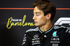 GP SPAGNA, George Russell (GBR) Mercedes AMG F1 in the FIA Press Conference.

29.05.2025. Formula 1 World Championship, Rd 9, Spanish Grand Prix, Barcelona, Spain, Preparation Day.

- www.xpbimages.com, EMail: requests@xpbimages.com © Copyright: Bearne / XPB Images