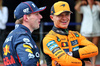 GP SPAGNA, Lando Norris (GBR) McLaren with Max Verstappen (NLD) Red Bull Racing in qualifying parc ferme.

31.05.2025. Formula 1 World Championship, Rd 9, Spanish Grand Prix, Barcelona, Spain, Qualifiche Day.

- www.xpbimages.com, EMail: requests@xpbimages.com © Copyright: Batchelor / XPB Images