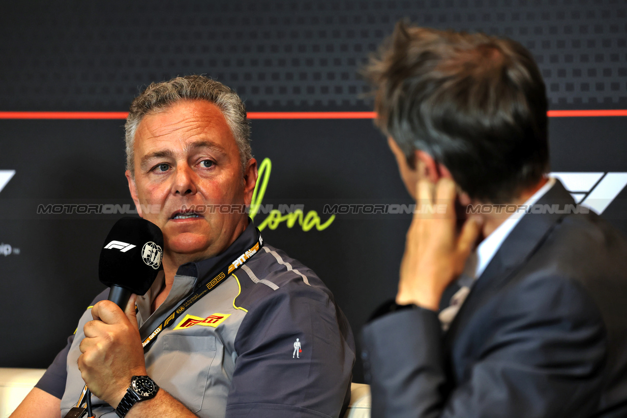 GP SPAGNA, Mario Isola (ITA) Pirelli Racing Manager in the FIA Press Conference.

30.05.2025 Formula 1 World Championship, Rd 9, Spanish Grand Prix, Barcelona, Spain, Practice Day.

 - www.xpbimages.com, EMail: requests@xpbimages.com © Copyright: Rew / XPB Images