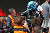 GP UNGHERIA, George Russell (GBR) Mercedes AMG F1 celebrates his third position in parc ferme with Zak Brown (USA) McLaren Executive Director.

03.08.2025. Formula 1 World Championship, Rd 14, Hungarian Grand Prix, Budapest, Hungary, Gara Day.

- www.xpbimages.com, EMail: requests@xpbimages.com © Copyright: Bearne / XPB Images