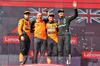 GP UNGHERIA, The podium (L to R): Oscar Piastri (AUS) McLaren, second; Mark Ingham (GBR) McLaren Head of Design; Lando Norris (GBR) McLaren, vincitore; George Russell (GBR) Mercedes AMG F1, third.

03.08.2025. Formula 1 World Championship, Rd 14, Hungarian Grand Prix, Budapest, Hungary, Gara Day.

- www.xpbimages.com, EMail: requests@xpbimages.com © Copyright: Bearne / XPB Images