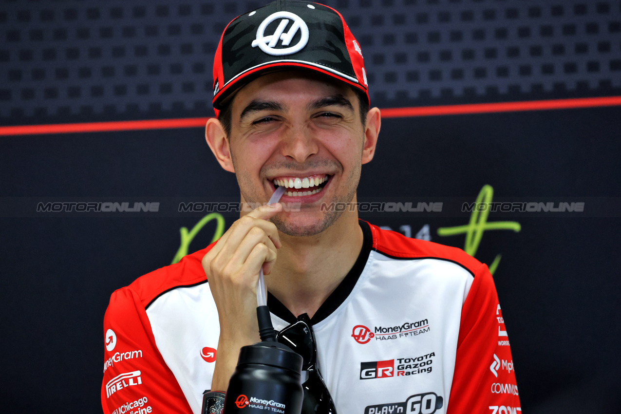GP UNGHERIA, Esteban Ocon (FRA) Haas F1 Team in the FIA Press Conference.

31.07.2025. Formula 1 World Championship, Rd 14, Hungarian Grand Prix, Budapest, Hungary, Preparation Day.

- www.xpbimages.com, EMail: requests@xpbimages.com © Copyright: Bearne / XPB Images