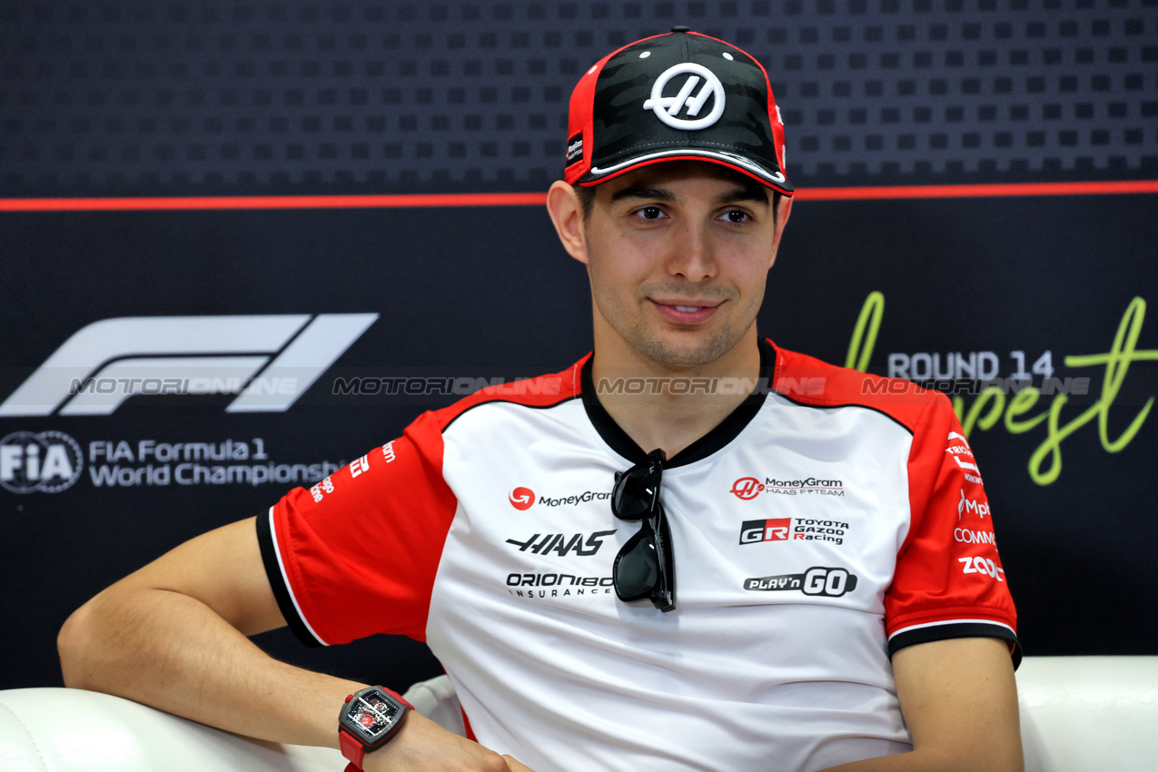 GP UNGHERIA, Esteban Ocon (FRA) Haas F1 Team in the FIA Press Conference.

31.07.2025. Formula 1 World Championship, Rd 14, Hungarian Grand Prix, Budapest, Hungary, Preparation Day.

- www.xpbimages.com, EMail: requests@xpbimages.com © Copyright: Bearne / XPB Images