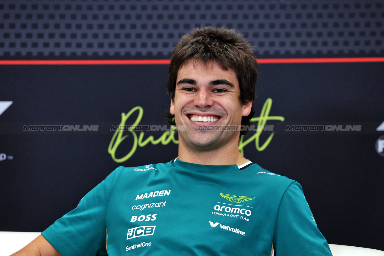 GP UNGHERIA, Lance Stroll (CDN) Aston Martin F1 Team in the FIA Press Conference.

31.07.2025. Formula 1 World Championship, Rd 14, Hungarian Grand Prix, Budapest, Hungary, Preparation Day.

- www.xpbimages.com, EMail: requests@xpbimages.com © Copyright: Bearne / XPB Images