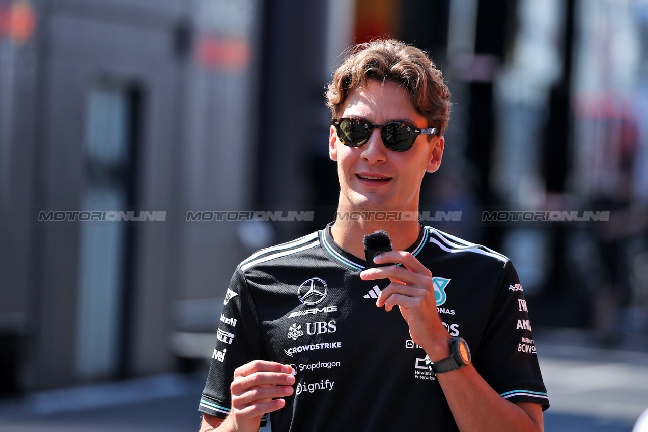 GP UNGHERIA, George Russell (GBR) Mercedes AMG F1.

31.07.2025. Formula 1 World Championship, Rd 14, Hungarian Grand Prix, Budapest, Hungary, Preparation Day.

- www.xpbimages.com, EMail: requests@xpbimages.com © Copyright: Moy / XPB Images