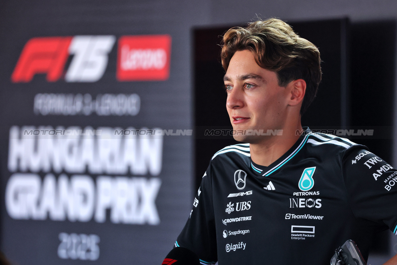 GP UNGHERIA, George Russell (GBR) Mercedes AMG F1.

31.07.2025. Formula 1 World Championship, Rd 14, Hungarian Grand Prix, Budapest, Hungary, Preparation Day.

- www.xpbimages.com, EMail: requests@xpbimages.com © Copyright: Moy / XPB Images