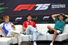 GP UNGHERIA, (L to R): Liam Lawson (NZL) Racing Bulls; Charles Leclerc (MON) Ferrari; e Lance Stroll (CDN) Aston Martin F1 Team, in the FIA Press Conference.

31.07.2025. Formula 1 World Championship, Rd 14, Hungarian Grand Prix, Budapest, Hungary, Preparation Day.

- www.xpbimages.com, EMail: requests@xpbimages.com © Copyright: Bearne / XPB Images