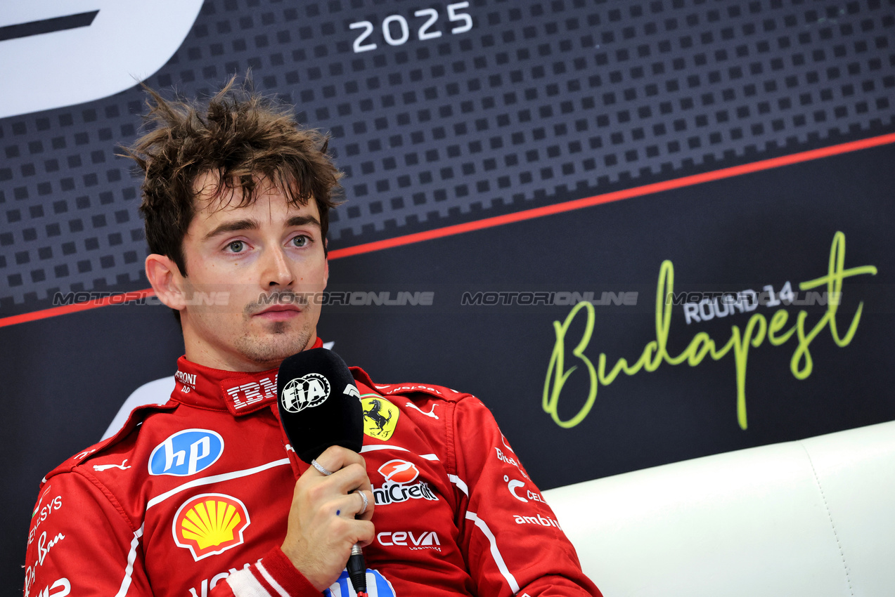 GP UNGHERIA, Charles Leclerc (MON) Ferrari in the post qualifying FIA Press Conference.

02.08.2025. Formula 1 World Championship, Rd 14, Hungarian Grand Prix, Budapest, Hungary, Qualifiche Day.

- www.xpbimages.com, EMail: requests@xpbimages.com © Copyright: Bearne / XPB Images