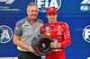 GP UNGHERIA, (L to R): Mario Isola (ITA) Pirelli Racing Manager presents the Pirelli Pole Position Award to Charles Leclerc (MON) Ferrari.

02.08.2025. Formula 1 World Championship, Rd 14, Hungarian Grand Prix, Budapest, Hungary, Qualifiche Day.

- www.xpbimages.com, EMail: requests@xpbimages.com © Copyright: Batchelor / XPB Images