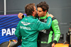 GP UNGHERIA, (L to R): Fernando Alonso (ESP) Aston Martin F1 Team celebrates with Gabriel Bortoleto (BRA) Sauber in qualifying parc ferme.

02.08.2025. Formula 1 World Championship, Rd 14, Hungarian Grand Prix, Budapest, Hungary, Qualifiche Day.

- www.xpbimages.com, EMail: requests@xpbimages.com © Copyright: Batchelor / XPB Images