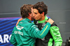 GP UNGHERIA, (L to R): Fernando Alonso (ESP) Aston Martin F1 Team celebrates with Gabriel Bortoleto (BRA) Sauber in qualifying parc ferme.

02.08.2025. Formula 1 World Championship, Rd 14, Hungarian Grand Prix, Budapest, Hungary, Qualifiche Day.

- www.xpbimages.com, EMail: requests@xpbimages.com © Copyright: Batchelor / XPB Images