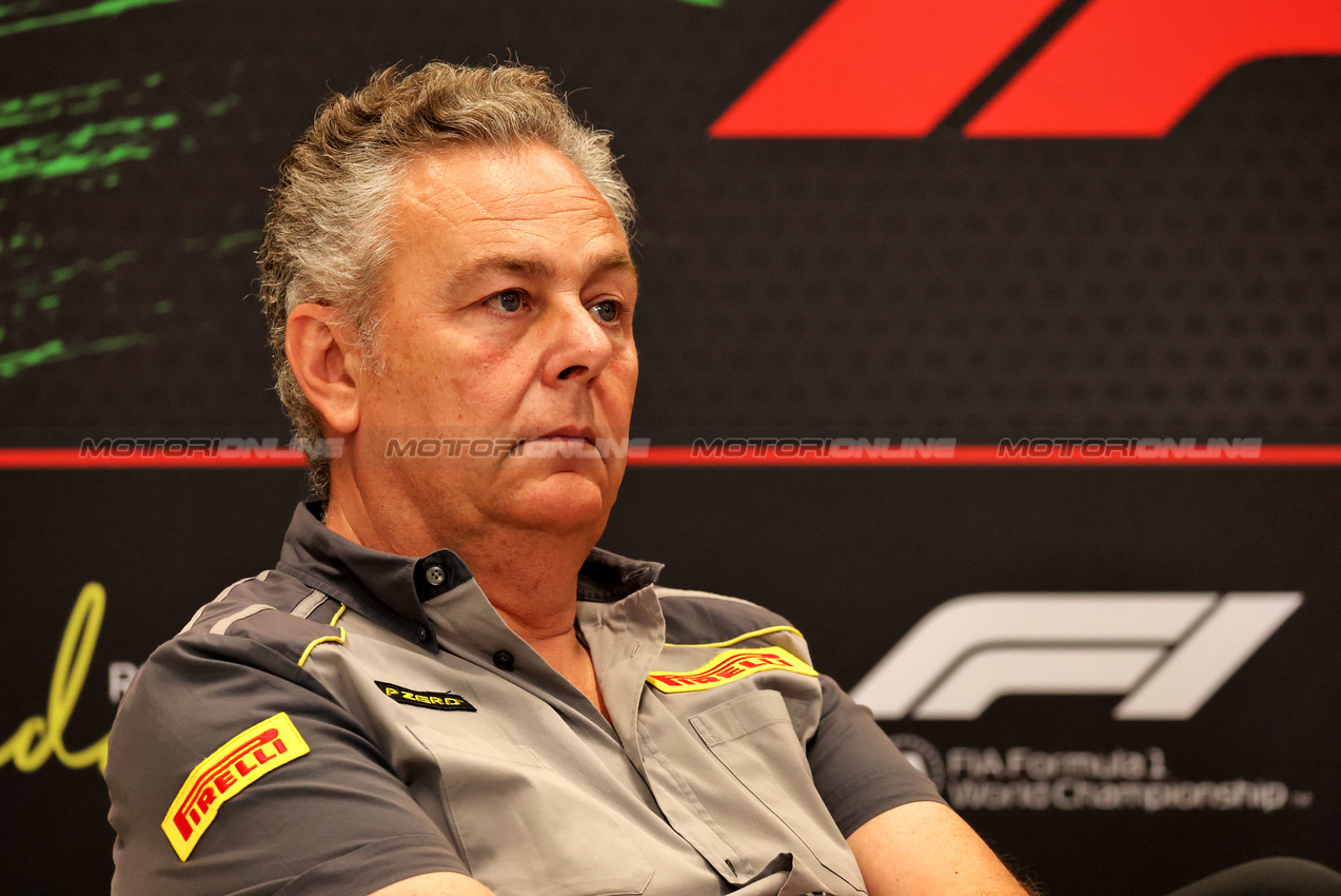 GP UNGHERIA, Mario Isola (ITA) Pirelli Racing Manager in the FIA Press Conference.

01.08.2025. Formula 1 World Championship, Rd 14, Hungarian Grand Prix, Budapest, Hungary, Practice Day.

- www.xpbimages.com, EMail: requests@xpbimages.com © Copyright: Moy / XPB Images
