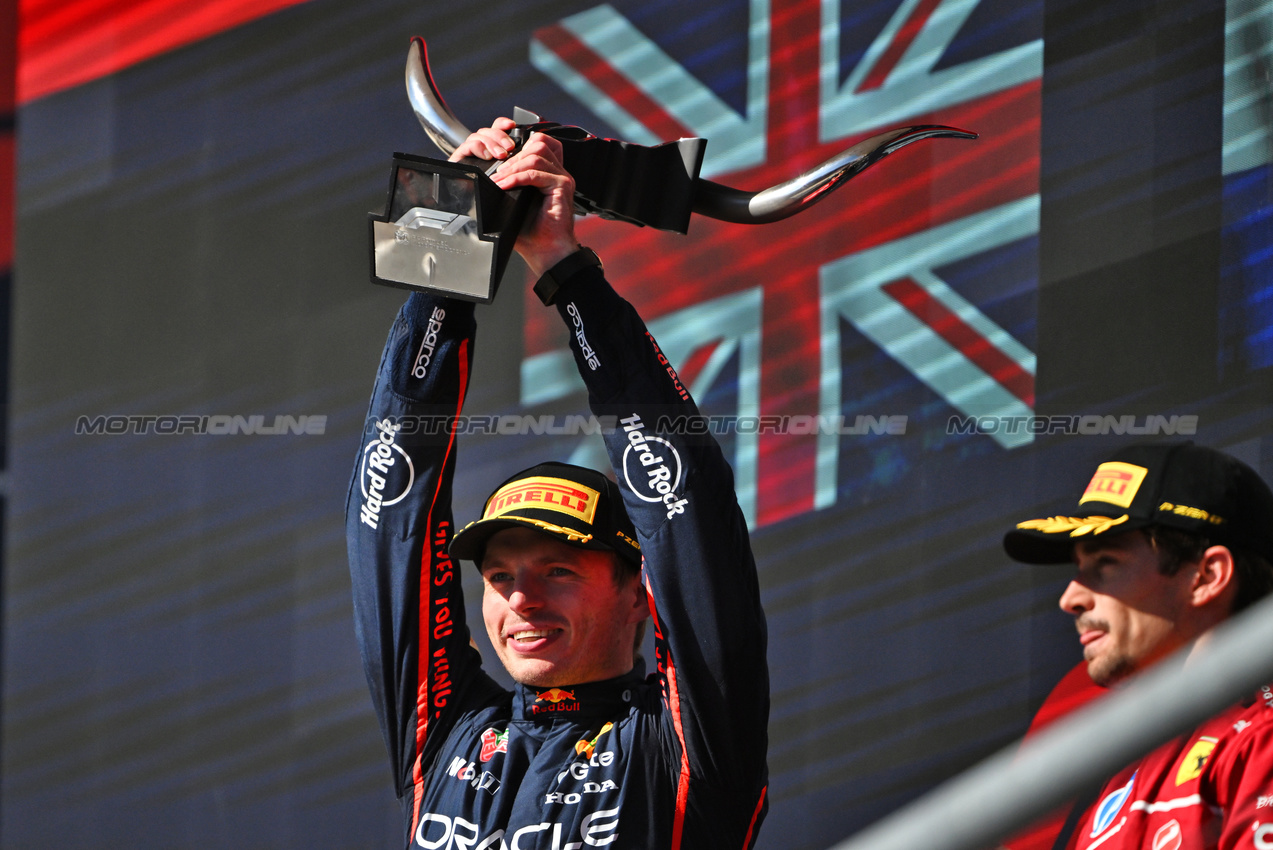 GP USA, Gara winner Max Verstappen (NLD) Red Bull Racing celebrates on the podium.
19.10.2025. Formula 1 World Championship, Rd 19, United States Grand Prix, Austin, Texas, USA, Gara Day.
- www.xpbimages.com, EMail: requests@xpbimages.com © Copyright: Price / XPB Images