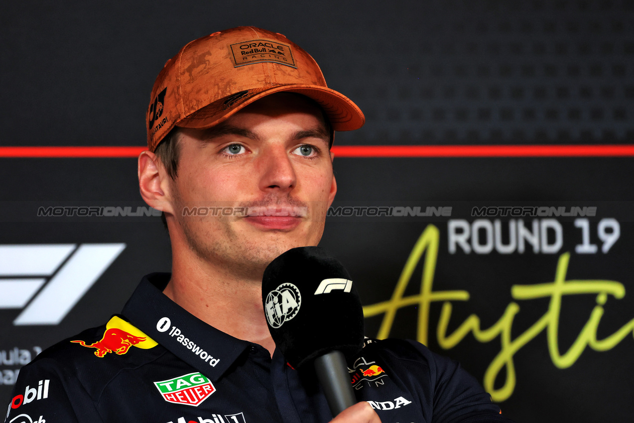 GP USA, Max Verstappen (NLD) Red Bull Racing in the FIA Press Conference.
16.10.2025. Formula 1 World Championship, Rd 19, United States Grand Prix, Austin, Texas, USA, Preparation Day.
- www.xpbimages.com, EMail: requests@xpbimages.com © Copyright: Rew / XPB Images