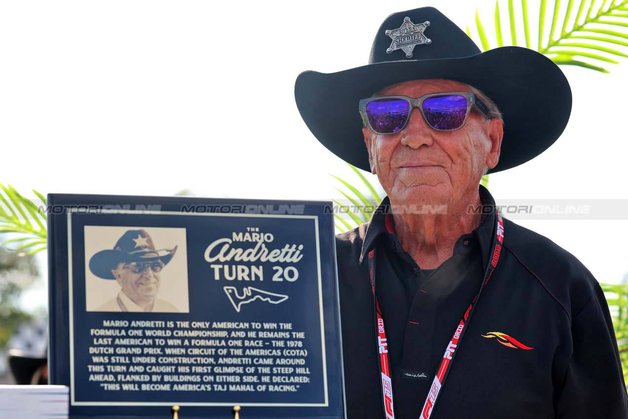 GP USA, Mario Andretti (USA) has Turn 20 of COTA named after him.
16.10.2025. Formula 1 World Championship, Rd 19, United States Grand Prix, Austin, Texas, USA, Preparation Day.
- www.xpbimages.com, EMail: requests@xpbimages.com © Copyright: Moy / XPB Images