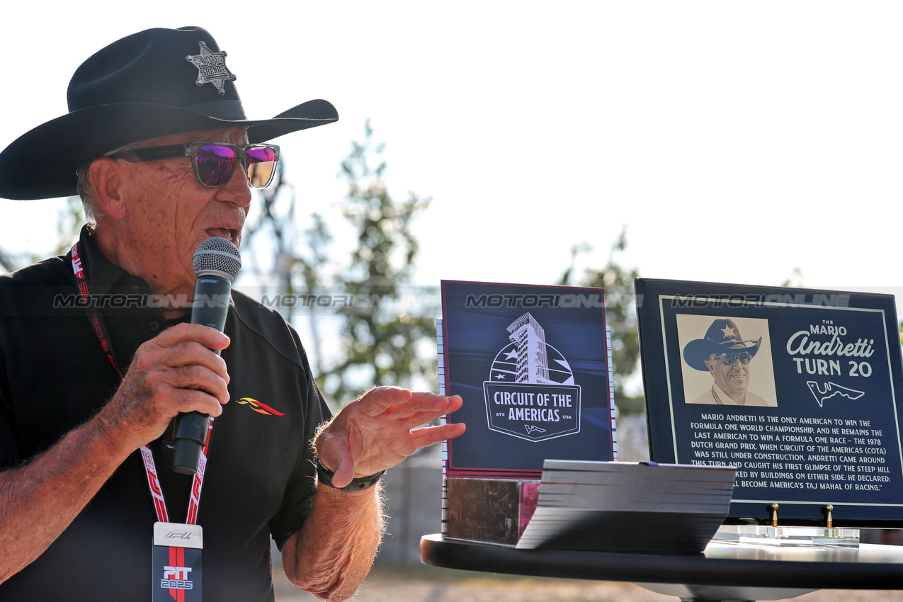 GP USA, Mario Andretti (USA) has Turn 20 of COTA named after him.
16.10.2025. Formula 1 World Championship, Rd 19, United States Grand Prix, Austin, Texas, USA, Preparation Day.
- www.xpbimages.com, EMail: requests@xpbimages.com © Copyright: Moy / XPB Images