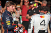 GP USA, (L to R): Pole sitter Max Verstappen (NLD) Red Bull Racing in qualifying parc ferme with second placed Lando Norris (GBR) McLaren.

18.10.2025. Formula 1 World Championship, Rd 19, United States Grand Prix, Austin, Texas, USA, Sprint e Qualifiche Day.

- www.xpbimages.com, EMail: requests@xpbimages.com © Copyright: Batchelor / XPB Images