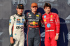 GP USA, Top three in qualifying parc ferme (L to R): Lando Norris (GBR) McLaren, second; Max Verstappen (NLD) Red Bull Racing, pole position; Charles Leclerc (MON) Ferrari, third.
18.10.2025. Formula 1 World Championship, Rd 19, United States Grand Prix, Austin, Texas, USA, Sprint e Qualifiche Day.
- www.xpbimages.com, EMail: requests@xpbimages.com © Copyright: Batchelor / XPB Images