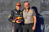 GP USA, (L to R): Max Verstappen (NLD) Red Bull Racing in Sprint qualifying parc ferme with Mario Isola (ITA) Pirelli Racing Manager.
17.10.2025. Formula 1 World Championship, Rd 19, United States Grand Prix, Austin, Texas, USA, Sprint Qualifiche Day
- www.xpbimages.com, EMail: requests@xpbimages.com © Copyright: Batchelor / XPB Images