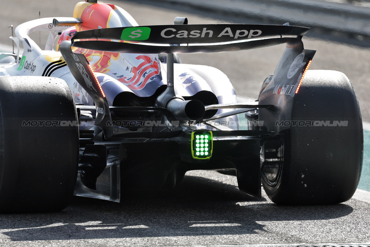 TEST ABU DHABI, Liam Lawson (NZL) Racing Bulls VCARB 02 - green rear light - rear diffuser detail.
09.12.2025. Formula 1 Testing, Yas Marina Circuit, Abu Dhabi, Tuesday.
- www.xpbimages.com, EMail: requests@xpbimages.com © Copyright: Moy / XPB Images