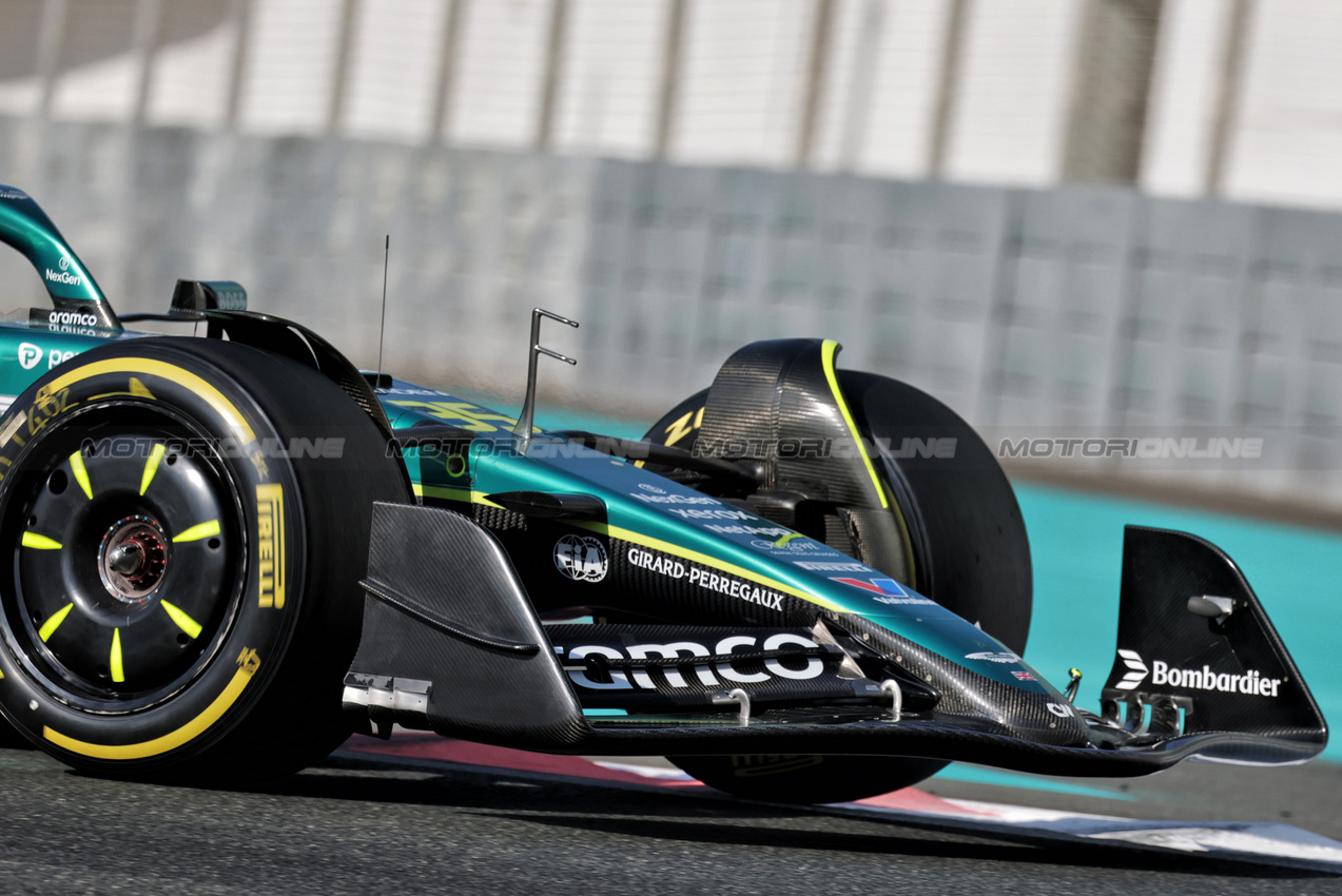 TEST ABU DHABI, Jak Crawford (USA) Aston Martin F1 Team AMR25 Development Driver - front wing.
09.12.2025. Formula 1 Testing, Yas Marina Circuit, Abu Dhabi, Tuesday.
- www.xpbimages.com, EMail: requests@xpbimages.com © Copyright: Moy / XPB Images