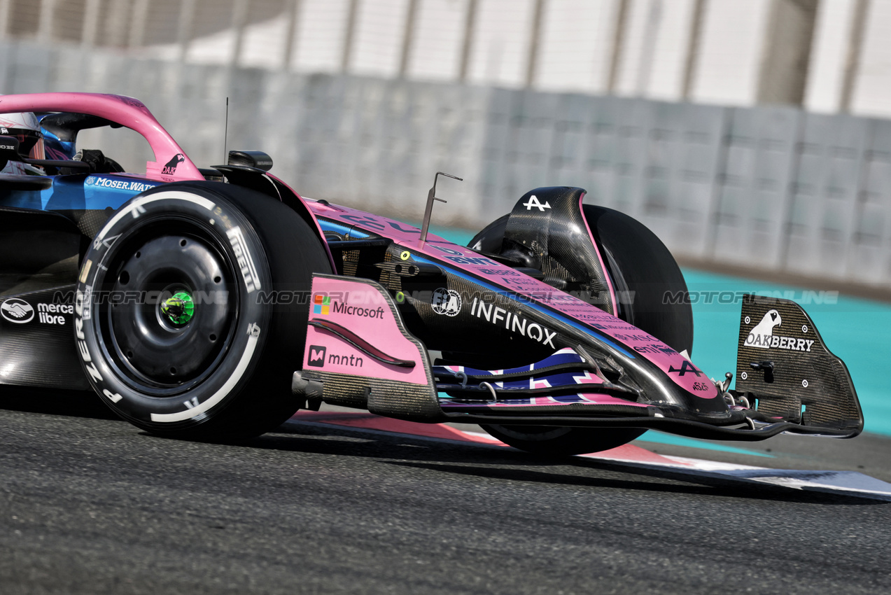 TEST ABU DHABI, Kush Maini (IND) Alpine F1 Team A525 Test Driver - front wing.
09.12.2025. Formula 1 Testing, Yas Marina Circuit, Abu Dhabi, Tuesday.
- www.xpbimages.com, EMail: requests@xpbimages.com © Copyright: Moy / XPB Images
