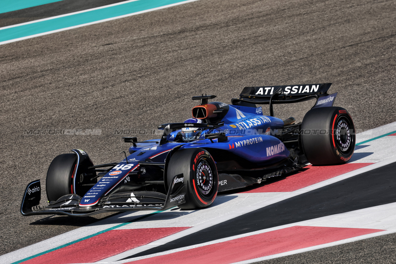 TEST ABU DHABI, Luke Browning (GBR) Atlassian Williams Racing FW47 Academy Driver.
09.12.2025. Formula 1 Testing, Yas Marina Circuit, Abu Dhabi, Tuesday.
- www.xpbimages.com, EMail: requests@xpbimages.com © Copyright: Moy / XPB Images