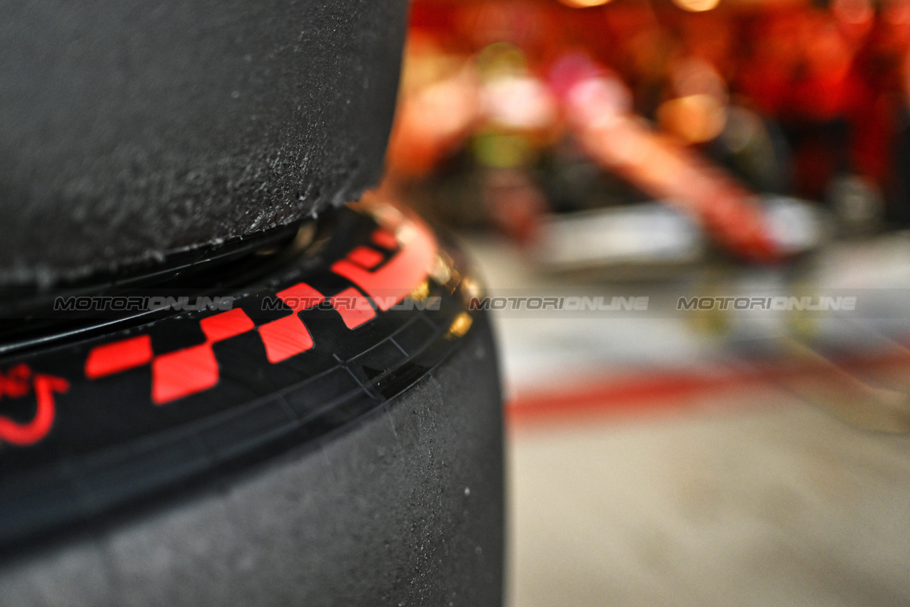 TEST ABU DHABI, Pirelli tyres used by the Ferrari team.
09.12.2025. Formula 1 Testing, Yas Marina Circuit, Abu Dhabi, Tuesday.
- www.xpbimages.com, EMail: requests@xpbimages.com © Copyright: Price / XPB Images