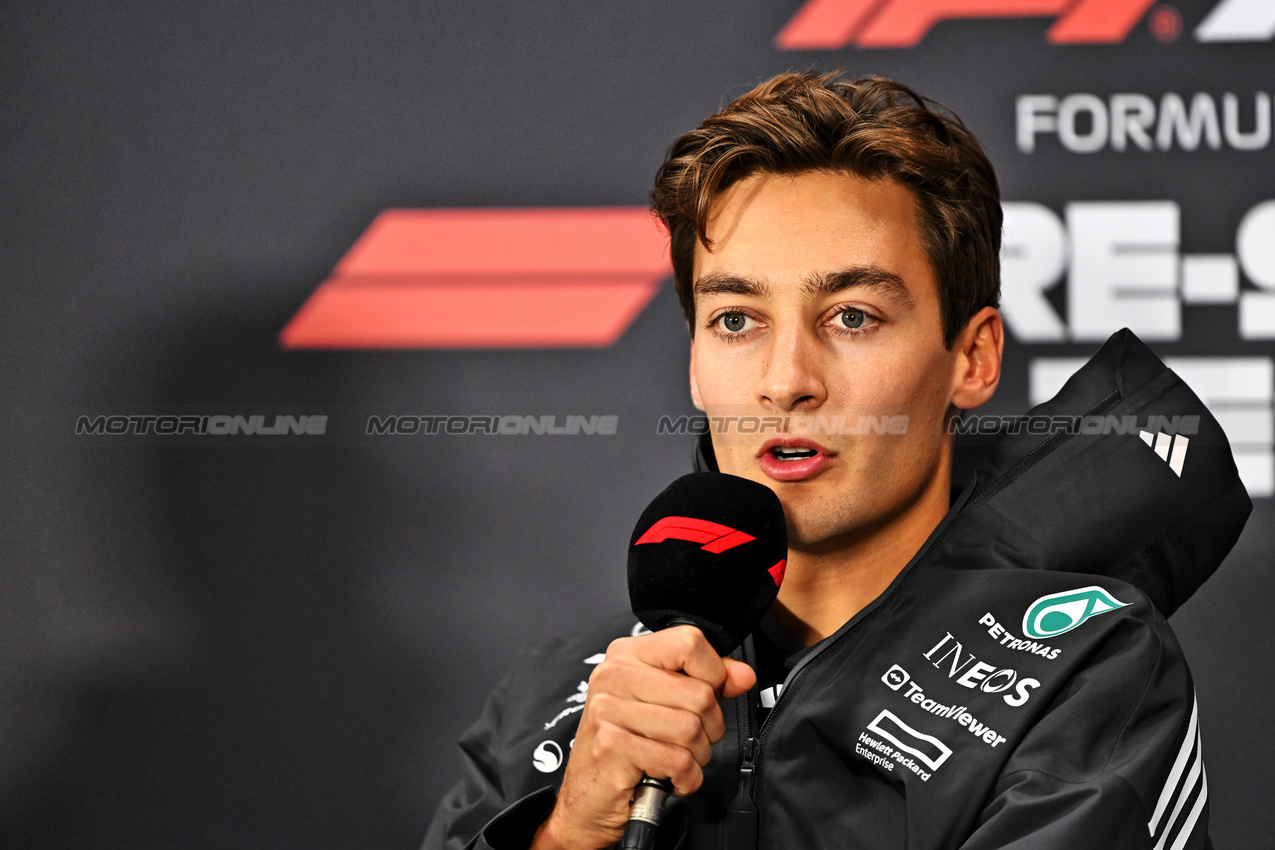 TEST BAHRAIN, George Russell (GBR) Mercedes AMG F1 in the FIA Press Conference.



26.02.2025. Formula 1 Testing, Sakhir, Bahrain, Day One.

- www.xpbimages.com, EMail: requests@xpbimages.com © Copyright: Price / XPB Images
