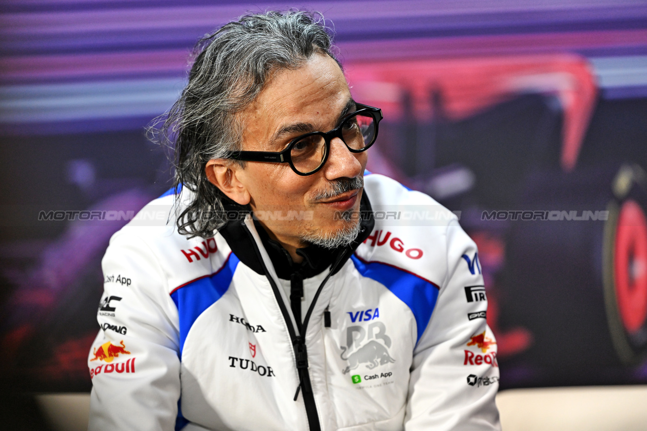 TEST BAHRAIN, Laurent Mekies (FRA) Racing Bulls Technical Director in the FIA Press Conference.

26.02.2025. Formula 1 Testing, Sakhir, Bahrain, Day One.

- www.xpbimages.com, EMail: requests@xpbimages.com © Copyright: Price / XPB Images