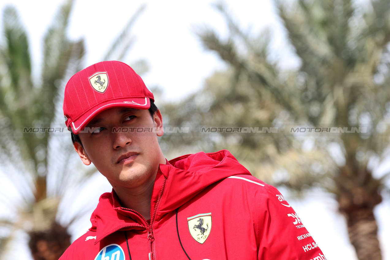 TEST BAHRAIN, Zhou Guanyu (CHN) Ferrari Reserve Driver.

28.02.2025. Formula 1 Testing, Sakhir, Bahrain, Day Three.

- www.xpbimages.com, EMail: requests@xpbimages.com © Copyright: Bearne / XPB Images