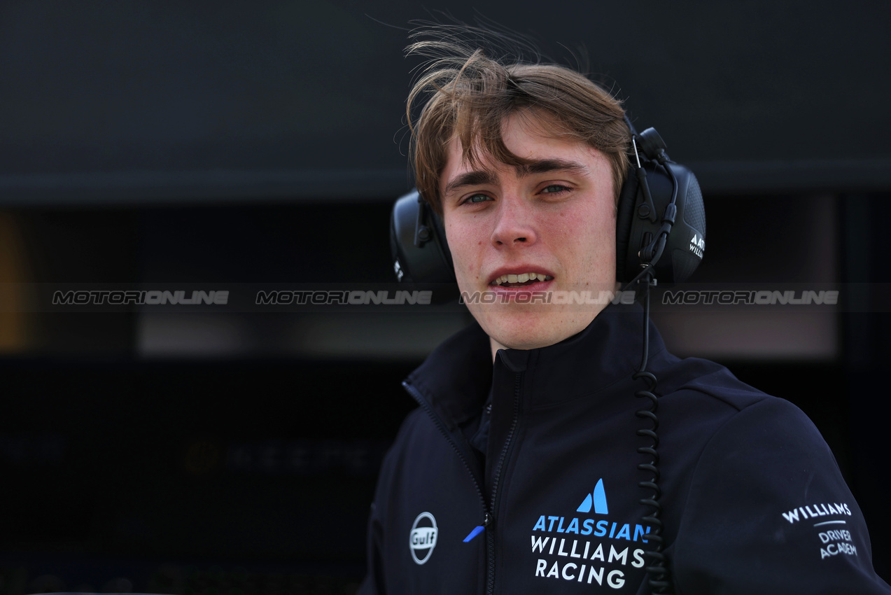 TEST BAHRAIN, Luke Browning (GBR) Atlassian Williams Racing Academy Driver.

28.02.2025. Formula 1 Testing, Sakhir, Bahrain, Day Three.

- www.xpbimages.com, EMail: requests@xpbimages.com © Copyright: Bearne / XPB Images
