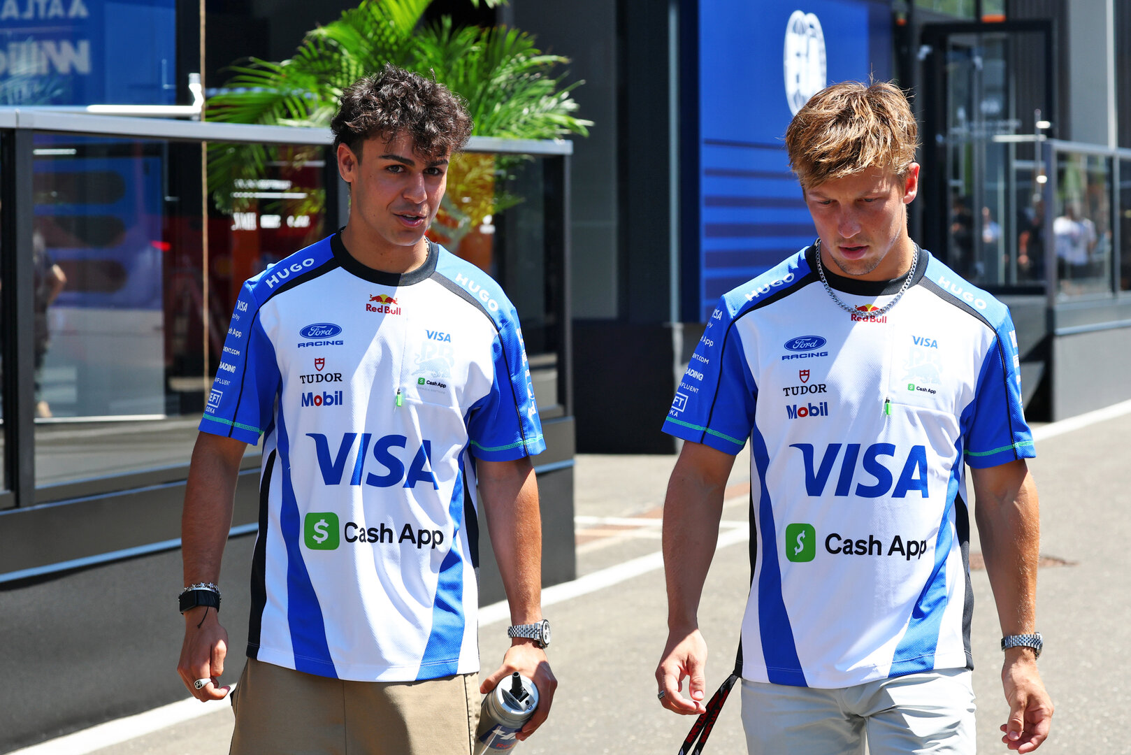 GP AUSTRIA, (L to R): Arvid Lindblad (GBR) Racing Bulls Formula One Team with team mate Liam Lawson (NZL) Racing Bulls Formula One Team.
25.06.2026. Formula 1 World Championship, Rd 8, Austrian Grand Prix, Spielberg, Austria, Preparation Day.
- www.xpbimages.com, EMail: requests@xpbimages.com © Copyright: Bearne / XPB Images