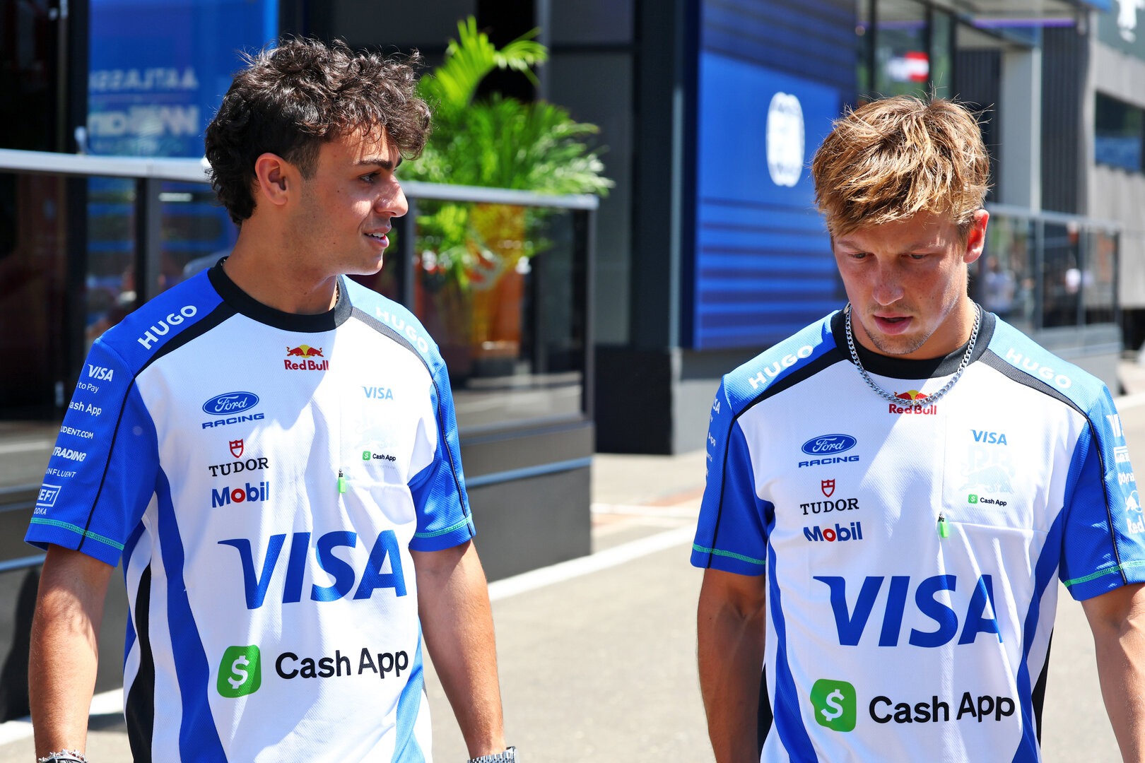 GP AUSTRIA, (L to R): Arvid Lindblad (GBR) Racing Bulls Formula One Team with team mate Liam Lawson (NZL) Racing Bulls Formula One Team.
25.06.2026. Formula 1 World Championship, Rd 8, Austrian Grand Prix, Spielberg, Austria, Preparation Day.
- www.xpbimages.com, EMail: requests@xpbimages.com © Copyright: Bearne / XPB Images