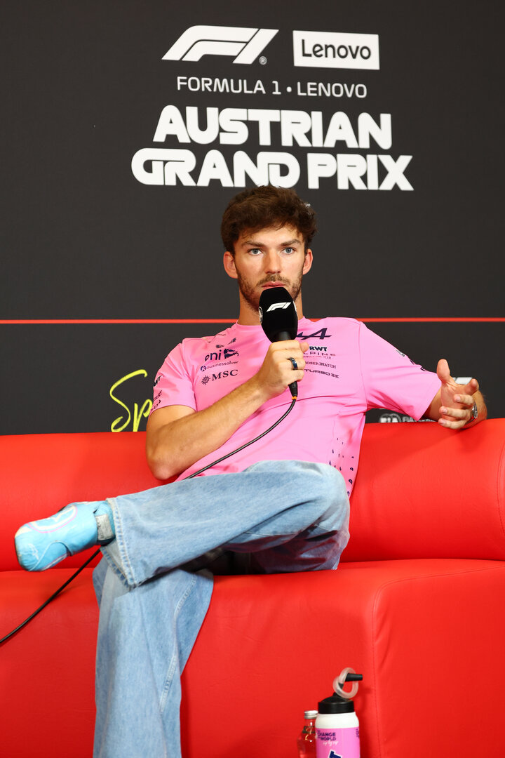 GP AUSTRIA, Pierre Gasly (FRA) Alpine F1 Team in the FIA Press Conference.
25.06.2026. Formula 1 World Championship, Rd 8, Austrian Grand Prix, Spielberg, Austria, Preparation Day.
- www.xpbimages.com, EMail: requests@xpbimages.com © Copyright: Bearne / XPB Images