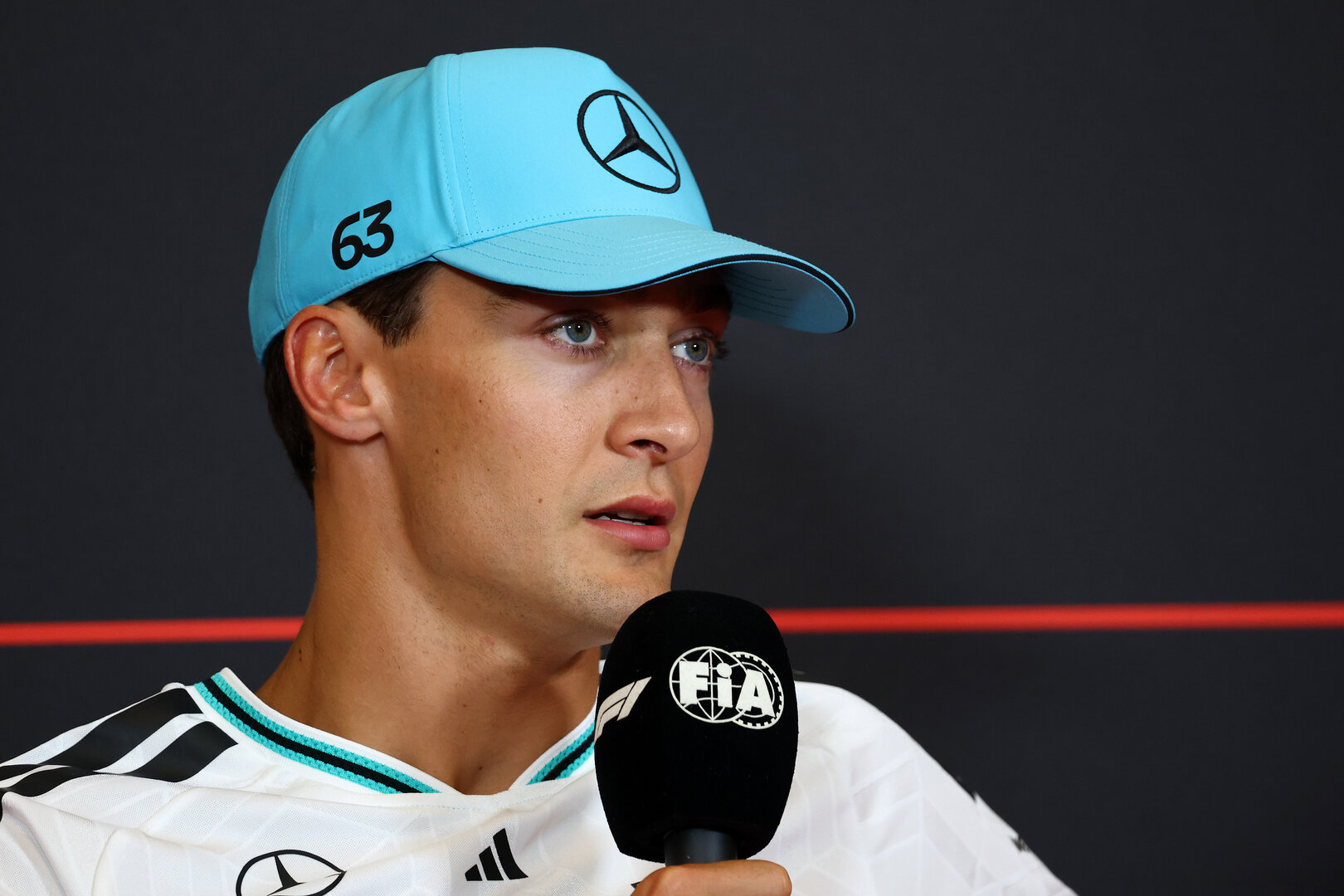 GP AUSTRIA, George Russell (GBR) Mercedes AMG Formula One Team in the FIA Press Conference.
25.06.2026. Formula 1 World Championship, Rd 8, Austrian Grand Prix, Spielberg, Austria, Preparation Day.
- www.xpbimages.com, EMail: requests@xpbimages.com © Copyright: Bearne / XPB Images