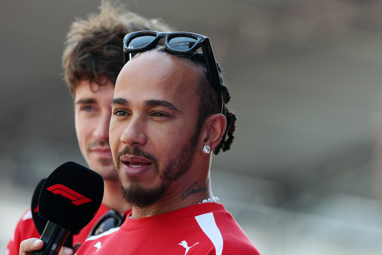 GP AUSTRIA, Lewis Hamilton (GBR) Ferrari e Charles Leclerc (MON) Ferrari on the FanZone Stage.
26.06.2026. Formula 1 World Championship, Rd 8, Austrian Grand Prix, Spielberg, Austria, Practice Day.
- www.xpbimages.com, EMail: requests@xpbimages.com © Copyright: Moy / XPB Images