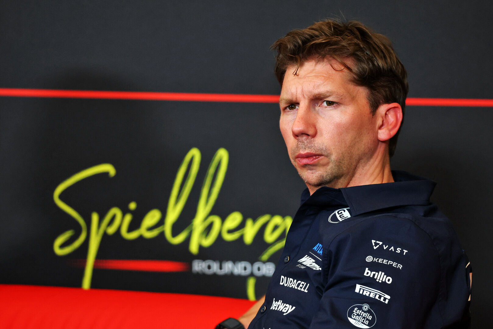GP AUSTRIA, James Vowles (GBR) Williams F1 Team, Team Principal in the FIA Press Conference.
26.06.2026. Formula 1 World Championship, Rd 8, Austrian Grand Prix, Spielberg, Austria, Practice Day.
- www.xpbimages.com, EMail: requests@xpbimages.com © Copyright: Bearne / XPB Images