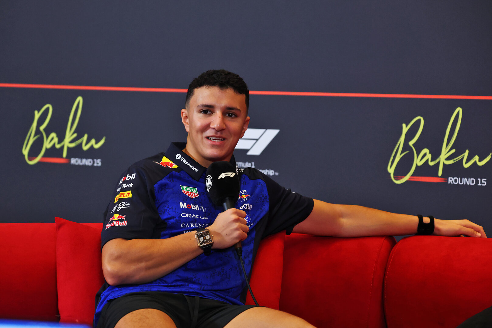 GP AZERBAIJAN, Isack Hadjar (FRA) Red Bull Racing in the FIA Press Conference.
23.09.2026. Formula One World Championship, Rd 15, Azerbaijan Grand Prix, Baku, Azerbaijan, Preparations Day.
- www.xpbimages.com, EMail: requests@xpbimages.com © Copyright: Bearne / XPB Images