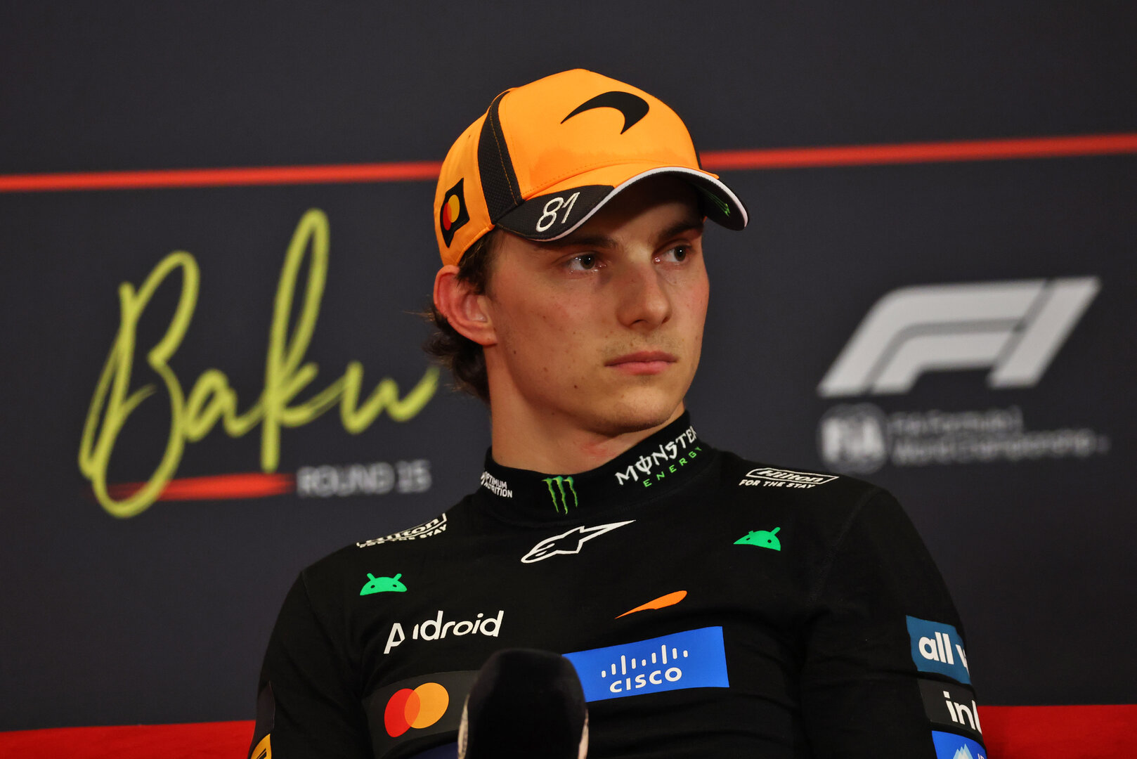 GP AZERBAIJAN, Oscar Piastri (AUS) McLaren F1 Team in the post qualifying FIA Press Conference.
25.09.2026. Formula One World Championship, Rd 15, Azerbaijan Grand Prix, Baku, Azerbaijan, Qualifiche Day.
- www.xpbimages.com, EMail: requests@xpbimages.com © Copyright: Bearne / XPB Images