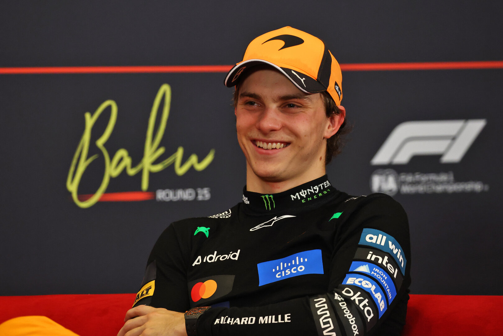 GP AZERBAIJAN, Oscar Piastri (AUS) McLaren F1 Team in the post qualifying FIA Press Conference.
25.09.2026. Formula One World Championship, Rd 15, Azerbaijan Grand Prix, Baku, Azerbaijan, Qualifiche Day.
- www.xpbimages.com, EMail: requests@xpbimages.com © Copyright: Bearne / XPB Images